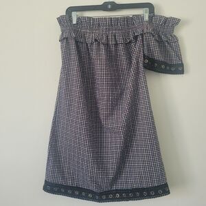 Misa Off Shoulder in Multicolor checkered pattern Summer Mini dress Size Medium